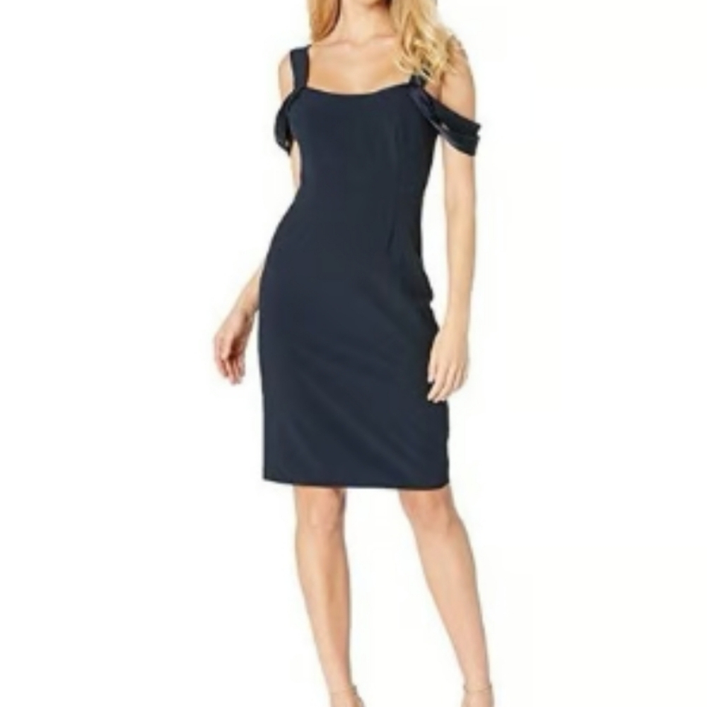 Halston Heritage women’s Navy lined cold shoulder dress size 2 new with tags